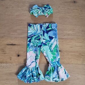 Bell Bottom Leggings With matching Bow Headband